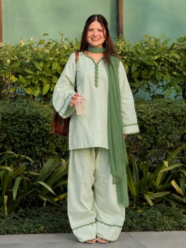 Image of ANNI Designer Cora Cotton Farshi Salwar Suit for Women | Farsi Style Kurti | Farasi Kurta with Dupatta | Parsi Ethnic Dress | Indian Office Party Traditional Clothing Fashion Wear