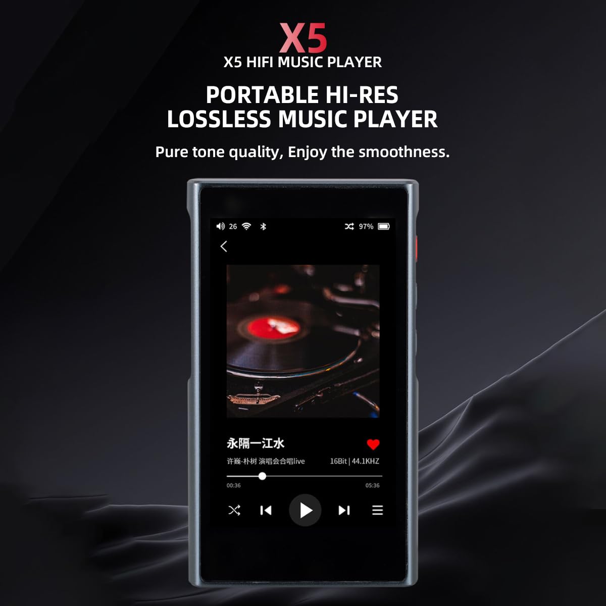 xDuoo X5 MP3 Portable Music Player with Bluetooth 4.2, Built-in Micro SD 1TB Card Slot, 3.5-inch Touch Screen USB Players with Spotify, Mini HiFi Sound Walkman Digital Music Player