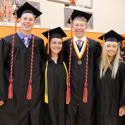 Image of Graduation Honor Cords Red and Gold Graduation Cords with Tassels, 67 inch Long for Graduation Students