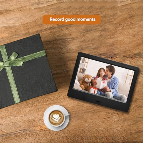 Image of 7 Inch Digital Picture Frame, HD Display Photo Frame, Wall Mountable Electronic Slideshow for Videos and Music