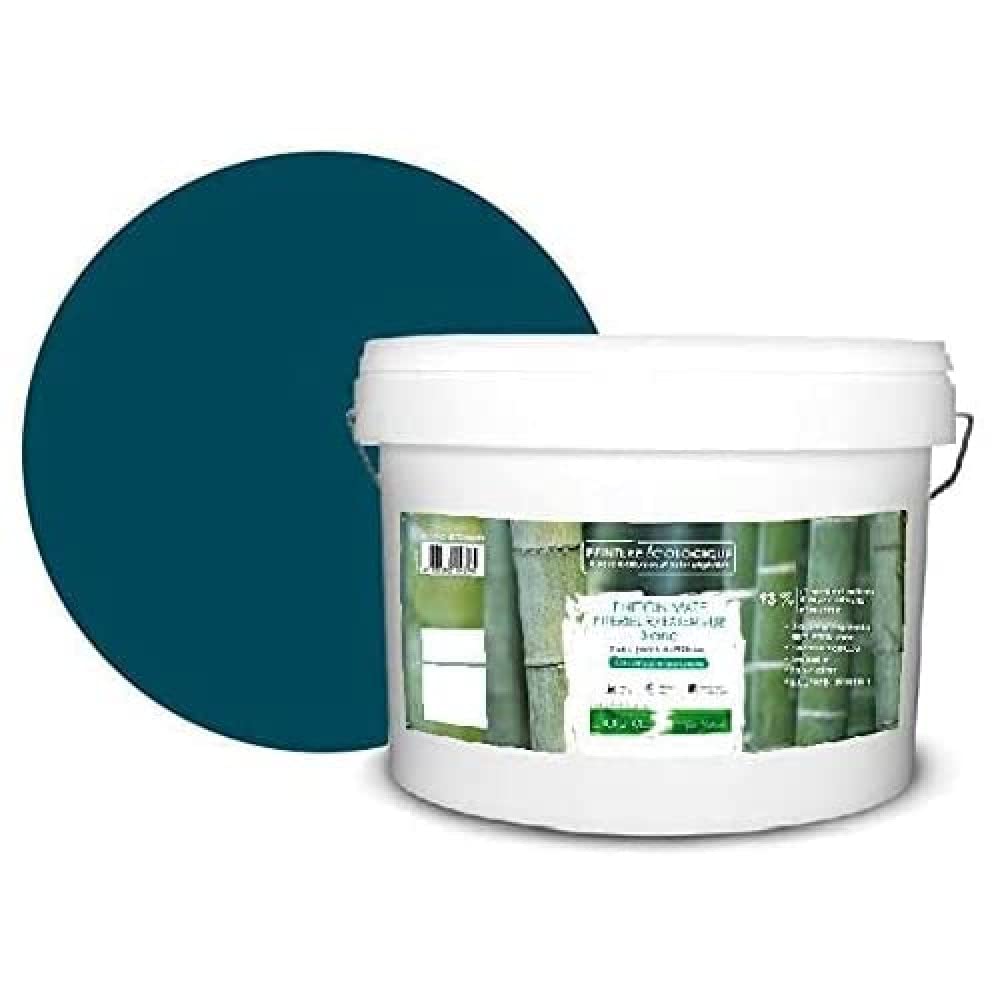 Pintura natural ecológica interior exterior con aspecto mate Natura – 10 l/130 m² [Clase energética A+], azul pato