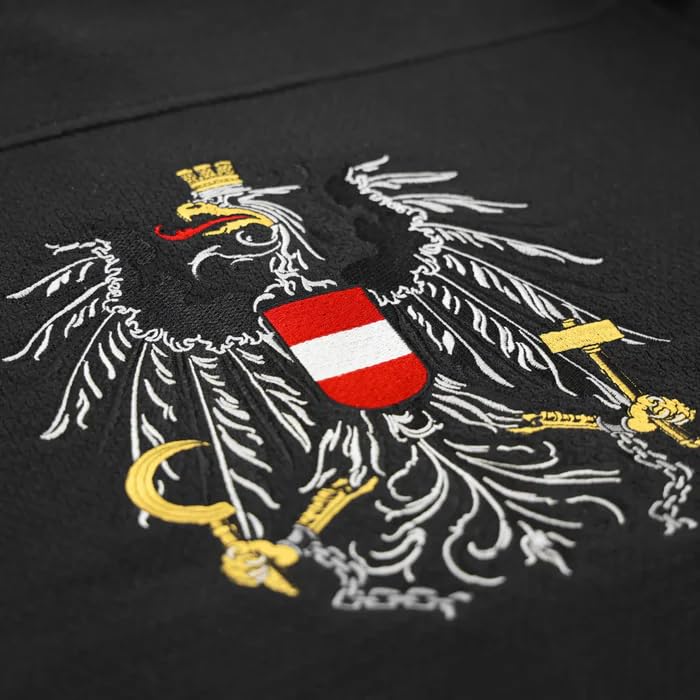 Hoamatkult Kultjacke Damen – Österreich Strickfleece mit Kapuze, taillierter Schnitt, mit Adler-Stickerei – perfekt zur Lederhose & Jeans
