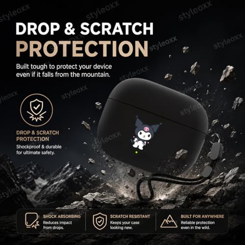 Image of Anvique Silicone Case for OnePlus Buds 4 Pro,Shockproof Protective Cover, Scratch Resistant, Lightweight, Precise Fit with Charging Access (Kurumii Lanyard)