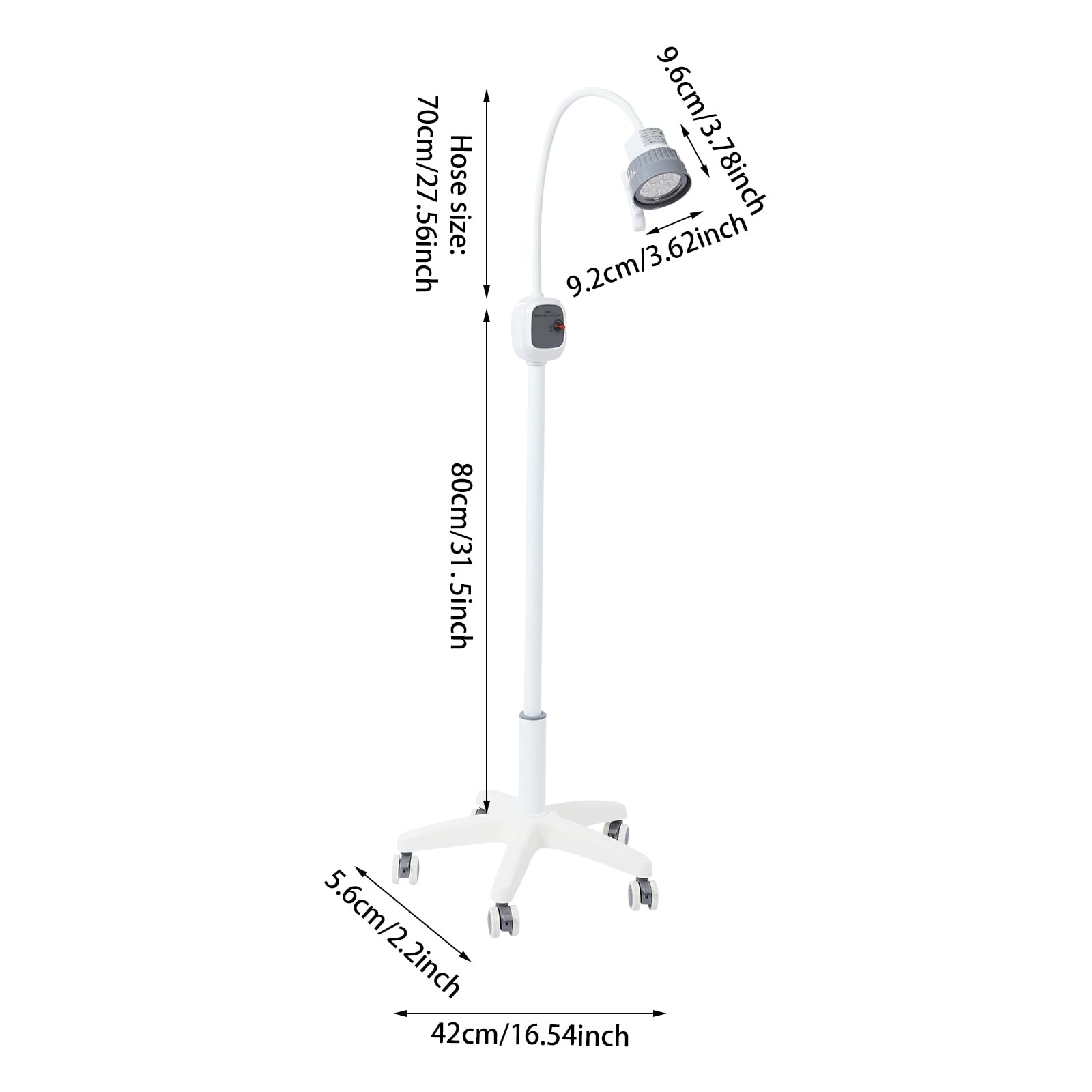 Liffshsy Surgical Examination Light, Floor Standing Medical Exam Lamp LED 360 ° Dimmable Examination Lamp w/Wheels, 5-Legged Oral Auxiliary Light for Dental Hospitals (Deluxe)