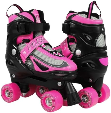 Patins Traxart Infantil Flash Quad Preto/pink - 54mm Abec-7