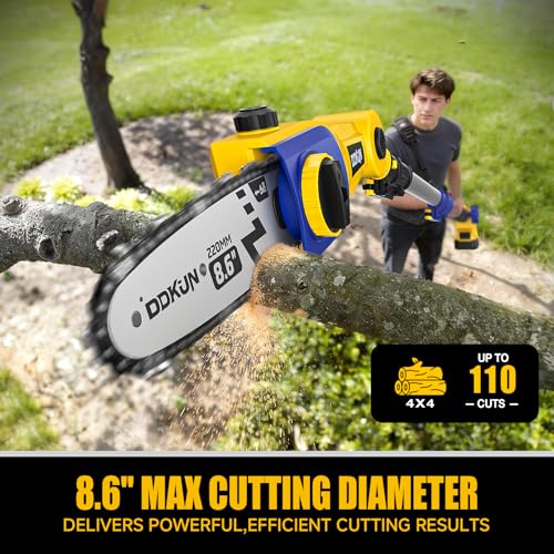 Image of 2-in-1 Telescopic Cordless Pole Hedge Trimmer 16-Inch and Pole Saw 8.6-Inch,Compatible with Dewalt 20V Battery(Tool Only),for Tree Trimming and Shrubs Pruning