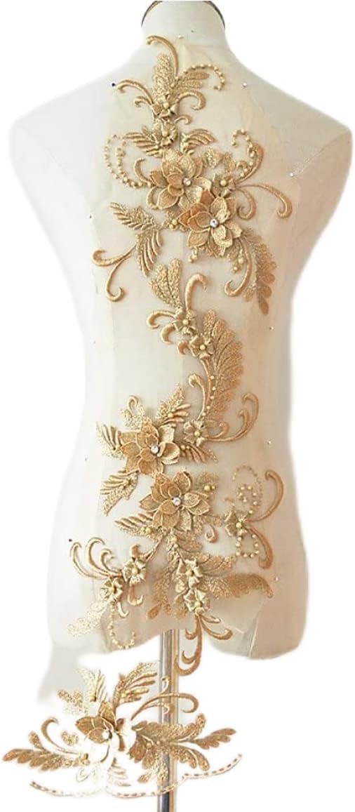 Beaded Flower Sequence lace Applique 3D Applique sew on Patches Bead, 3in1 Flowers Sequin lace Trim Applique Motif Sewing Bridal Veil Wedding Dress