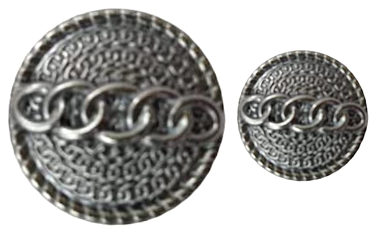Ani accessories Linking Chain Design Button Pack of 16 (8 Big and 8 Small) for Coat Blazer Suit, Sherwani and Indian Dresses Sports Coat Size (32 L and 38 L) (Silver)-picture-53