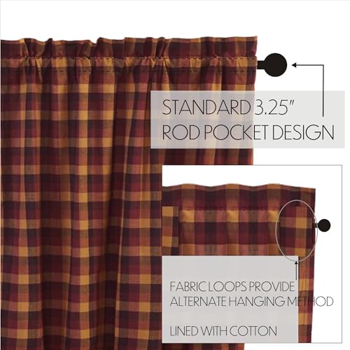 VHC-Brands-Heritage-Farms-Curtains-Primitive-Check-Prairie-Short-Panel-Set-of-2-63x36x18 VHC Brands Heritage Farms Curtains Primitive Check Prairie Short Panel Set of 2 63x36x18