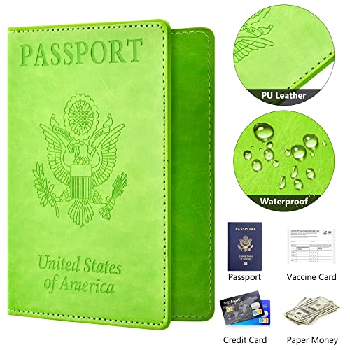 Image of BB-green Passport and Vaccine Card Holder Combo with Vaccine Card Slot, Wallet, Cover for Women and Men
