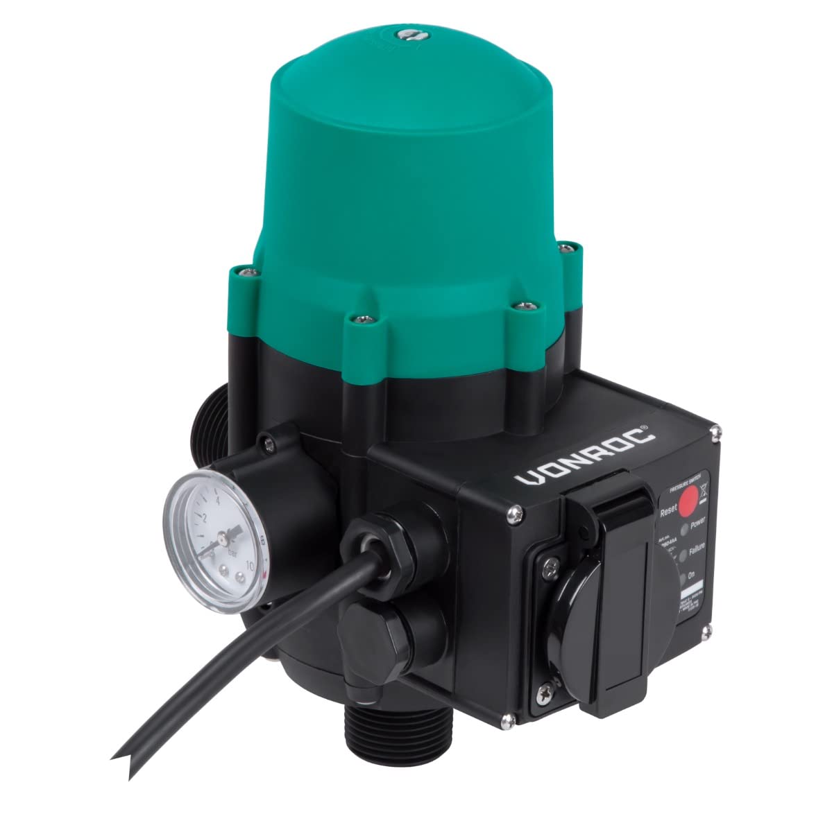 VONROC Presostato/conmutador de presión electrónico - Plug & Play - Universal - Máx. 1100W