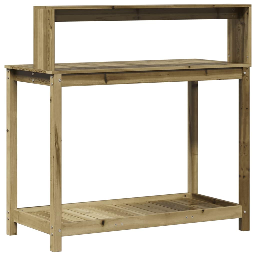 vidaXL Mesa plantación con estantes Madera impregnada 108x50x109,5 cm