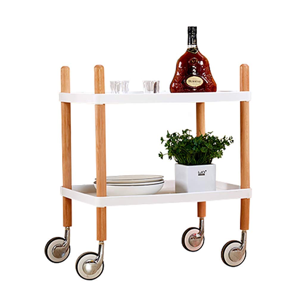 Trolleys Móviles, Camiones de Almacenamiento de Cocina, 2 Nide Carro de Catering, Carro de Vinos, Almacenamiento, Restaurantes para la Cama/White/L