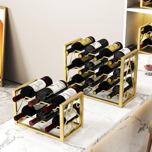 Soporte para 15 botellas de vino de metal dorado miniatura 2