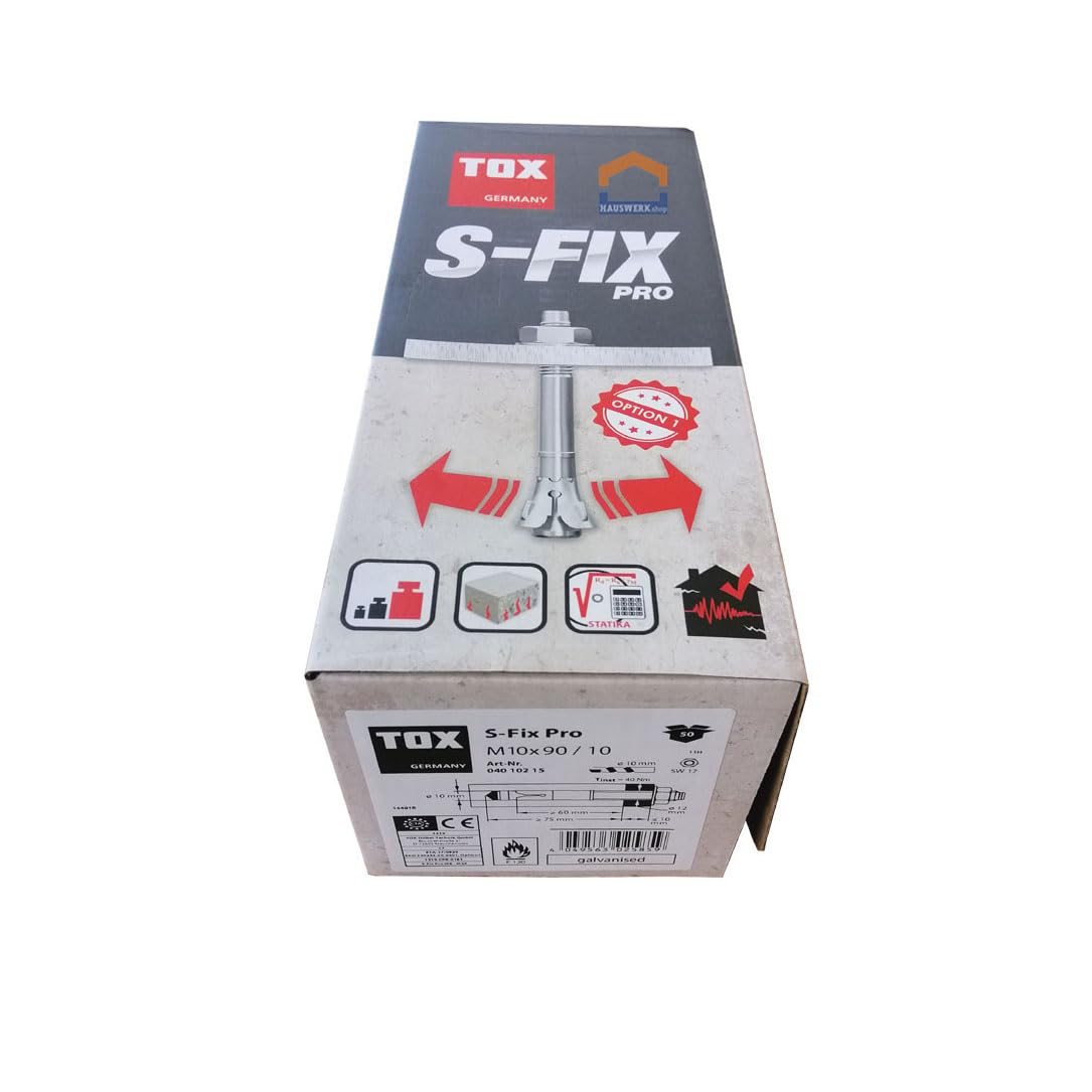 Arbeitshandschuhe + TOX Bolzenanker S-Fix Pro verzinkt M10 x 90/10 / 50 Stück
