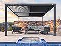 PURPLE LEAF Louvered Pergola 94AS 12' x 12' Outdoor Aluminum Pergola with Adjustable Roof for Deck Backyard Garden Grey Hardtop Gazebo