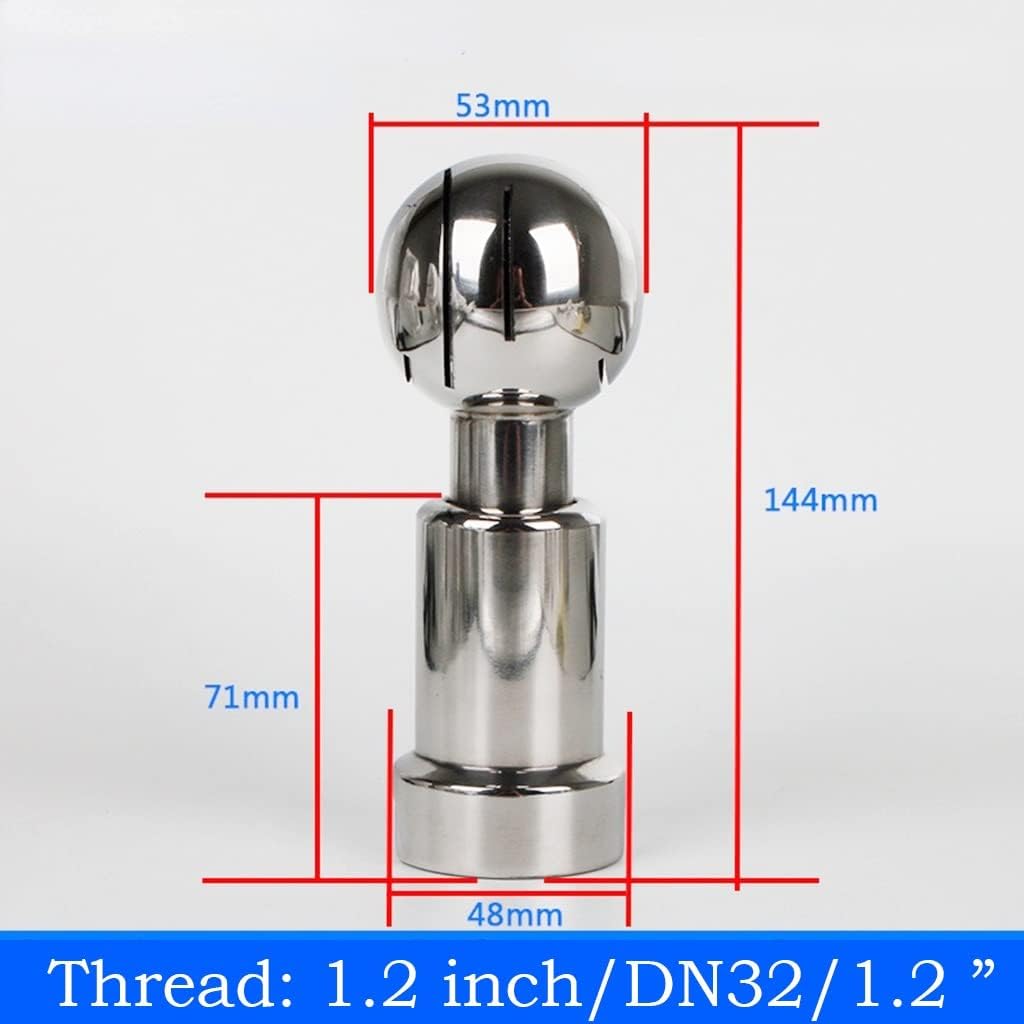 Rotating Spray Ball for Reaction Kettle - 304 Stainless Steel Sanitary Tank Cleaning Ball with 360 Degree Coverage(1.2In)