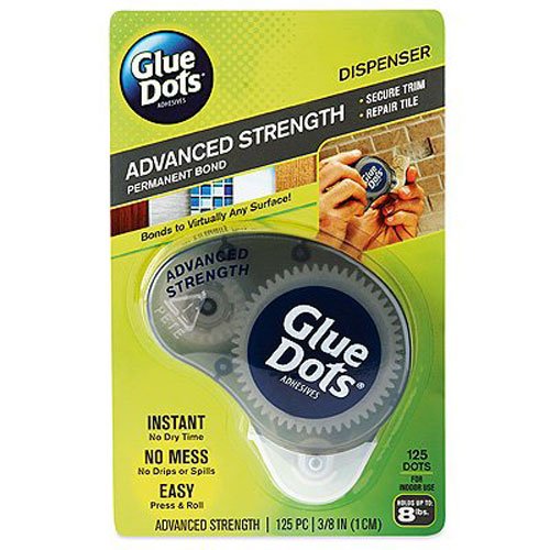 Glue Dots Advanced Strength Adhesive Dispenser with 125 (.375 Inch) Permanent Adhesive Dots (37130)