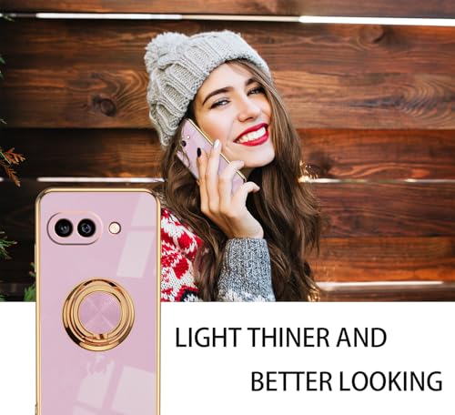 Coque de luxe Google Pixel 9a silicone antichoc violet et bague noire