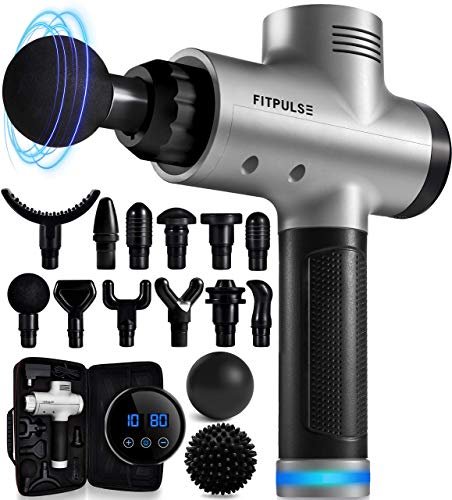 Muscle Massage Gun for Athletes - Percussion Massager Deep Tissue Massager Percussion Massage Gun Massagers for Muscles Handheld Deep Tissue Massage Gun Deep Muscle Massager Gun Muscle Gun Chrome