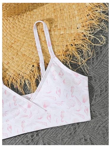Image of COZYEASE Girls' 3 Piece Set Floral Print Bikini Swimsuit with Drawstring Beach Skirt Cute Ruched Bathing Suit