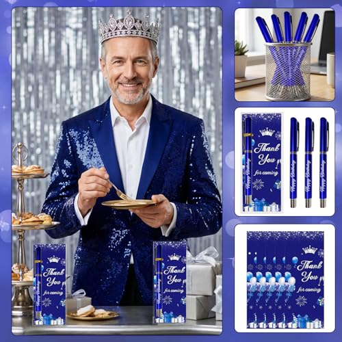 Set de 25 bolígrafos azul y plata para fiestas de cumpleaños miniatura 4