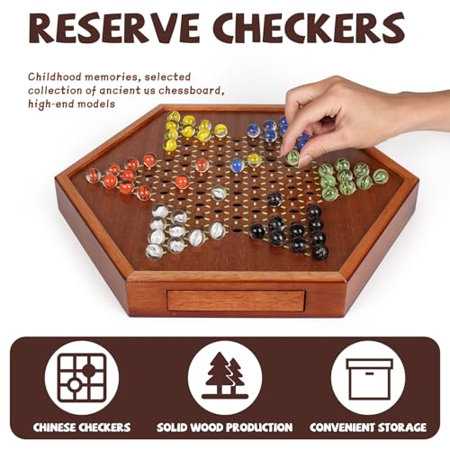 Juego de mesa de Damas Chinas de madera 15 pulgadas miniatura 4