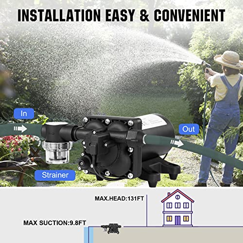 Image of ECO-WORTHY Industrial Water Pressure Diaphragm Pump 110V 5.5GPM 55PSI On Demand RV Fresh Water Pump 110Volt include Garden Hose Adapters for Transfer Booster Heater Barrel Sprinkle Irrigation