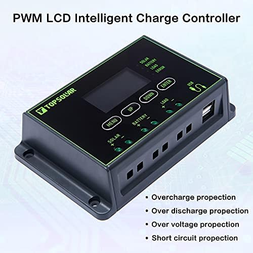 10W 12V Solar Panel Trickle Charger Battery Maintainer Kit Monocrystalline with 10A Solar Charge Controller for RV Marine Boat Off Grid System