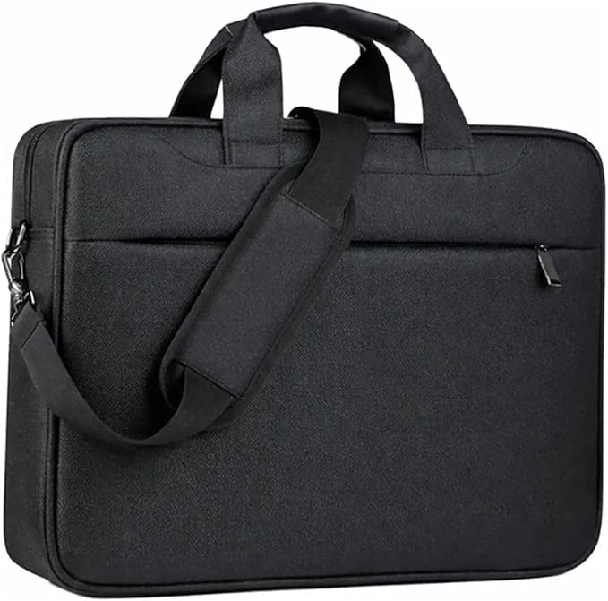 Pasta para Notebook até 15.6'' Impermeável com Bolso Frontal | Bolsa Executiva Unissex Com Alça de Mão e Ombro | Ideal Para Trabalho, Faculdade e Viagem - Cor Preta (Preto)