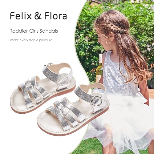 Image of Felix & Flora Toddler Girl Sandals - Little Girl Easter Dress Shoes Lightweight Open Toe Beach Holiday Flats