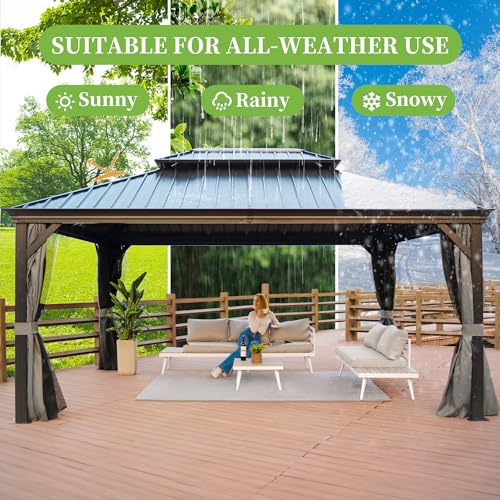 Hardtop Gazebo for Patio, Lawn, Pool and Garden (Gray)