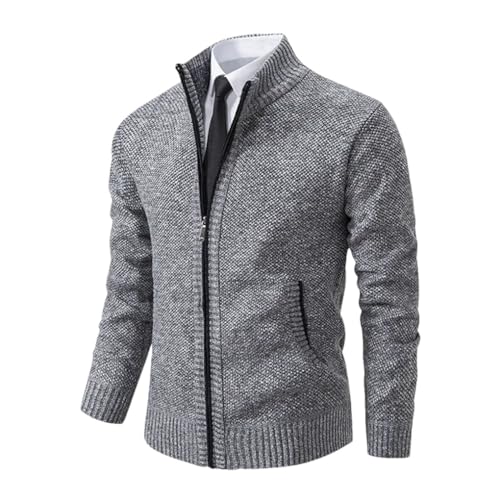 Men's Cardigan Sweater Casual PlLong Sleeve Zip Up Knit Cardigans