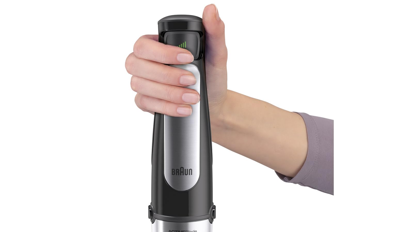 Braun Minipimer 7 - Batidora de Mano con Tecnología SplashControl, Sistema ActiveBlade para Alimentos Duros, Selección de Velocidad, Picadora 350 mL, Vaso 600 mL, 1000 W, Negro (MQ7025X)