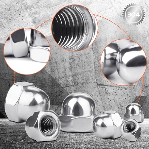 SWTYExt Hutmuttern M5 Edelstahl 50 Stück Hutmutter DIN 1587 Hohe Form Hochwertige A2 V2A Kappenmuttern Sechskant Hutmuttern für Schrauben Gewindestangen & Gewindebolzen