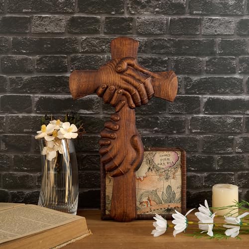 Cruz de madera para pared hecha a mano por BGCOPPER decoración católica artesanal de 10 pulgadas 3