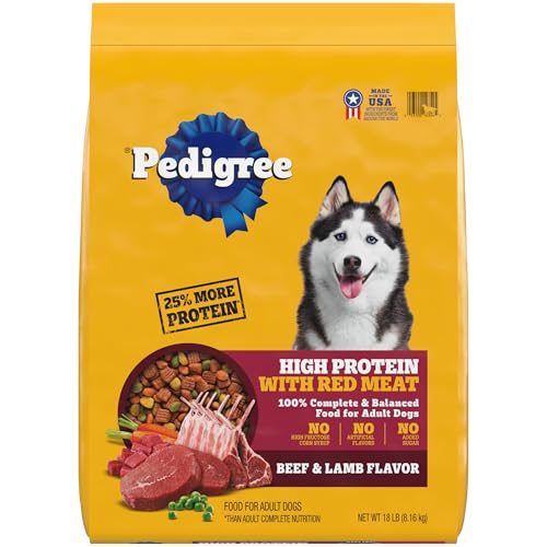 Pedigree High Protein Adult Dry Dog Food, Beef and Lamb Flavor, 18 lb. Bag