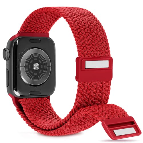 Image of Stretchy Braided Solo Loop Band Compatible with Apple Watch 41mm 40mm 42mm 46mm 45mm 44mm 49mm Women Men, Elastic Magnetic Clasp Nylon Sport Strap for iWatch Series SE 11 10 9 8 7 6 Ultra