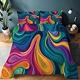 Genérico Edredón Comforter 135 x 200 cm Abstracto Rotación Líquido Edredon Estampado con Relleno de Fibra, Nórdico Invierno Suave, Ligero, Reversible y Transpirable, Color
