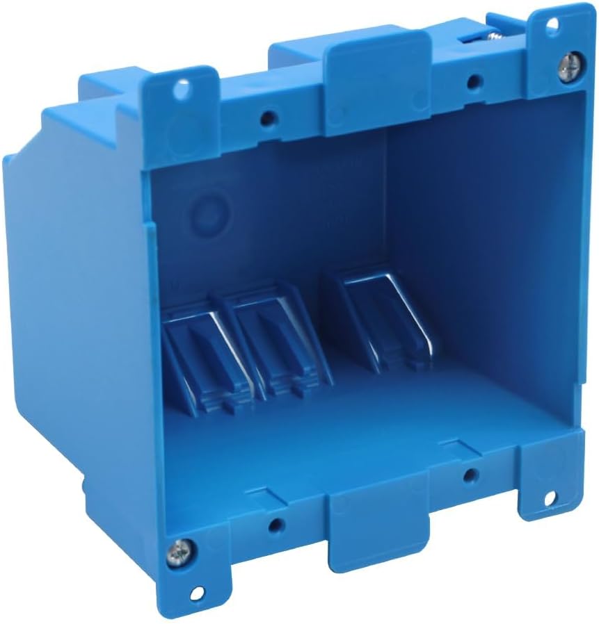 XGGYA 2 Gang Old Work Electrical Box,Blue,25 Cu.in.Switch/Outlet Box,4-1/3-Inch Length by 4-1/6-Inch Width by 2-1/3-Inch Depth,PVC Old Work Outlet Box for Constructions, ETL Certified(1 Pack)
