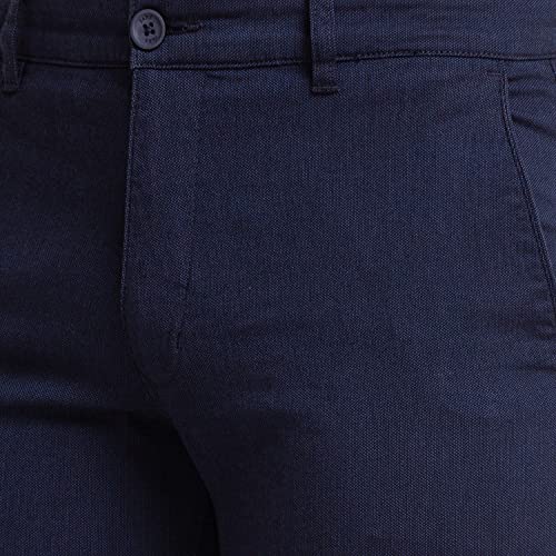 Image of Parx Men's Cotton Blend Yarn Dyed Pattern Low Rise Tapered Fit Flat Front Casual Trouser