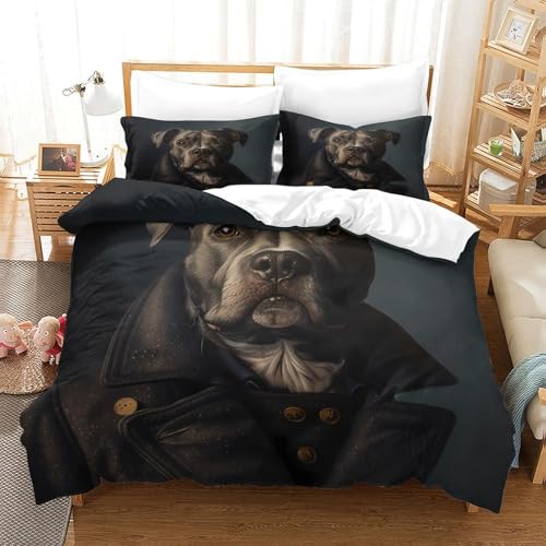 Parure de lit pitbull imprimé 3D avec housse de couette confortable en microfibre