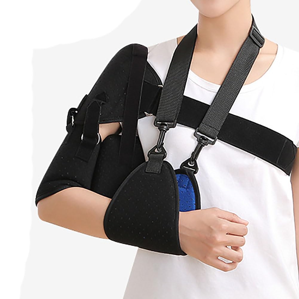 Eslinga de brazo inmovilizadora de hombro para brazo lesionado – ligera, cómoda, ajuste de tensión – ideal para clavícula rota, puño rotador, dislocación – Diseño transpirable para mayor comodidad