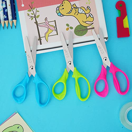 CCR Kinderschere,5/13 cm Komfortgriffe Schere für Kinder,Sicherheitsschere für Kinder zum DIY-Schnitt Decoupage,Blau/Grün/Rosa, Stumpfe Spitze,6er-Pack