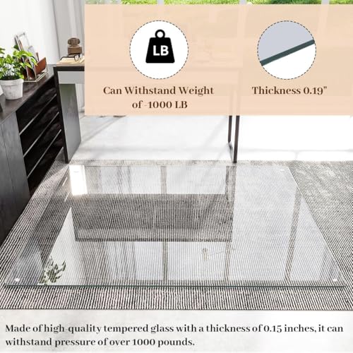 Image of [Tempered Glass] 48 inch x 66 inch Glass Office Chair Mat for Carpet