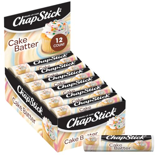 ChapStick Bulk Lip Balm Cake Batter 12-Pack - Delicious & Sweet Lip Moisturizer for Dry Lips Birthday Gifts Stocking Stuffers 0.15