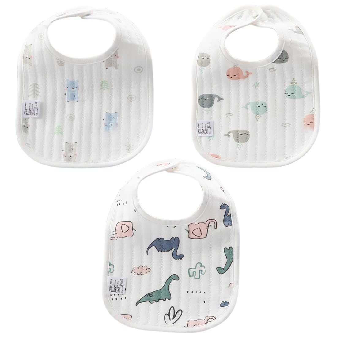 12 Bavoirs Bébé Velours Cristal - Absorbants, Boutons Pression - 0-36 Mois