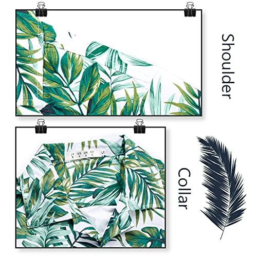 Eletop Men's Hawaiian Shirt Quick Dry Tropical Aloha Shirts Floral Print Beach Party Casual Shirts Green F039 Xxl #TOP4