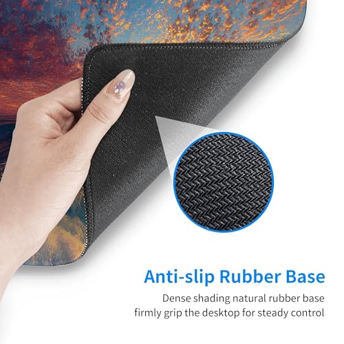 Image of Cloud Wave Beach Extended Gaming Mouse Pad, with Stitched Edges Large Mouse Pad Desk Protector, Rubber Base Mousepad Keyboard Mouses Mat for Work Game Office Home- 32 inch X 12 inch Inch,E693