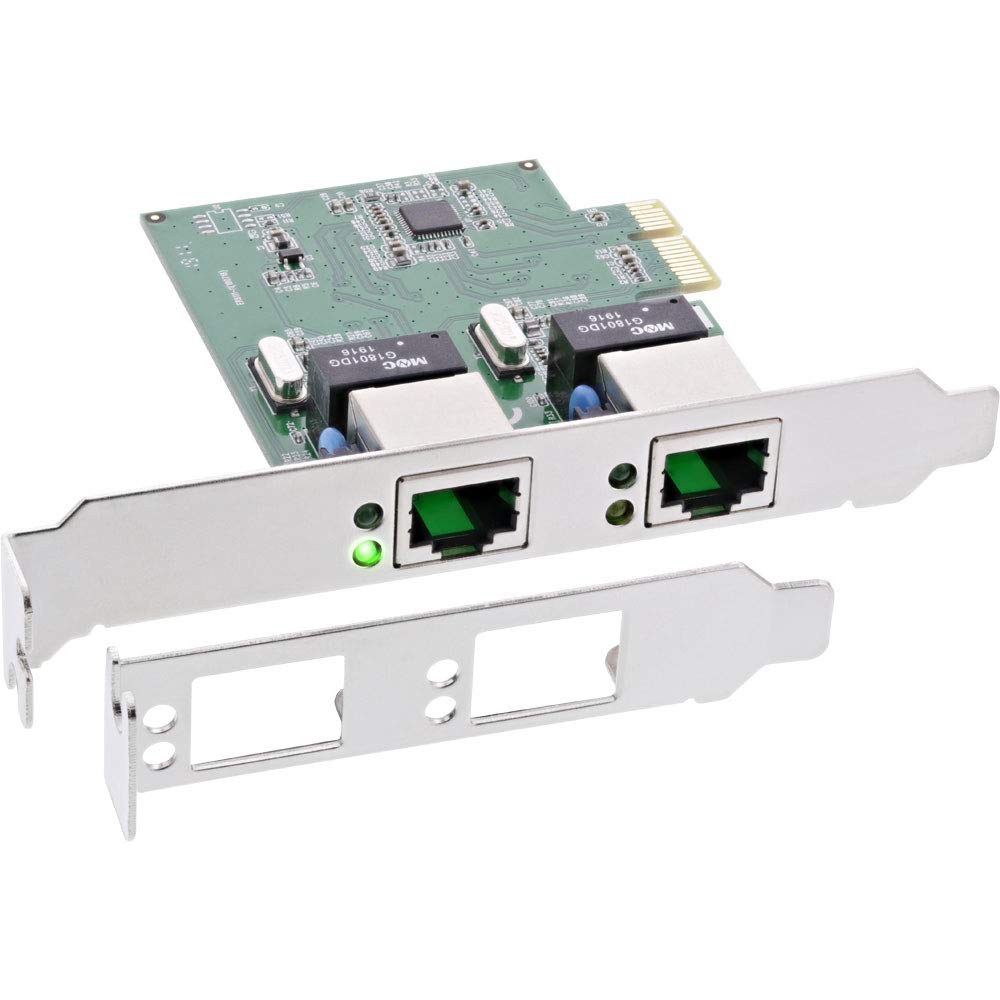 InLine® - Scheda di Rete Dual Gigabit, PCI Express, 2X 1Gbit/S, PCIe X1, Inclusa Staffa a Basso Profilo